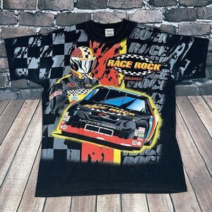 Vintage NASCAR All Over Print AOP T-Shirt Mens XL 90s Race Rock Orlando Racing